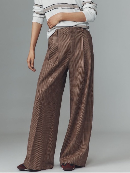 Maeve Pants - Maeve Avery Wide-Leg High-Rise Trousers Houndstooth Brown Pink Size XL NWT